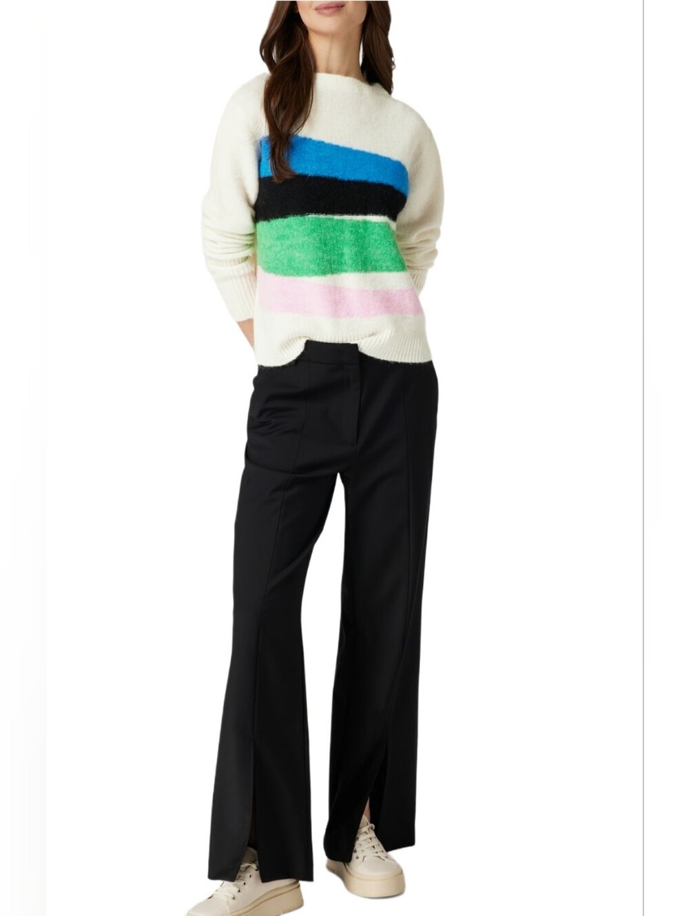 Opus Polora Angora Wool Blend Knit Colorblock Sweater Size 38 EU